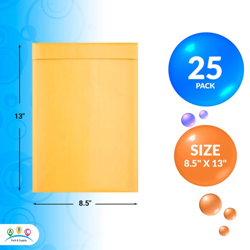 ABC PACK & SUPPLY Gold Kraft Bubble Mailer Envelopes, 8.5 x 13 Inches. 25 Pack Mail Padded Envelopes Self Seal. Kraft Bubble Mailers. Tear-Resistant Mailing Envelope Padded. Sturdy Paper Mailer - Image 2